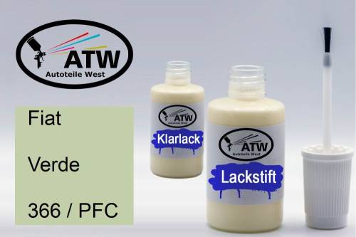 Fiat, Verde, 366 / PFC: 20ml Lackstift + 20ml Klarlack - Set, von ATW Autoteile West.